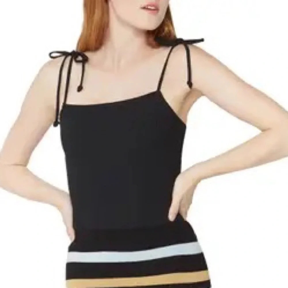 BCBGENERATION Square Neck Tie Strap Bodysuit, Black, Medium, NWT - Picture 2 of 12